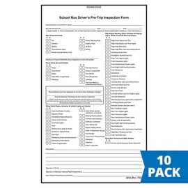 School Bus Driver's Pre-Trip Vehicle Inspection Form 10-pk. - Book Format with 31 Sets, 2-Ply Carbonless, 5.5" x 9.25", J. J. Keller & Associates, Inc.