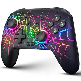 RJAD Switch Controllers for Nitendo Switch/OLED/Lite, Wireless Switch Pro Controller with 10 Colors Light, 1000mAh Rechargeable Switch Turbo Control with Vibration, 6-Axis Gyro, Turbo, Wake Up