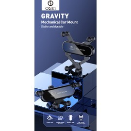 ONES Gravity Mechanical Car Mount · Air Vent Type · Mini Size [Auto Lock] Hand Operation [Easy Installation] [Stable] [Angle Adjust] [Silicone Protect] Mobile Phone Holder for All Cars ＆ Phones