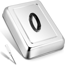 Leonyo 13" x 9" Rectangular Basting Cover for Griddle, Stainless Steel Heavy Duty Metal Cheese Melting Dome Lid for Outdoor & Indoor, Food Cover for Griddle, Dishwasher Safe