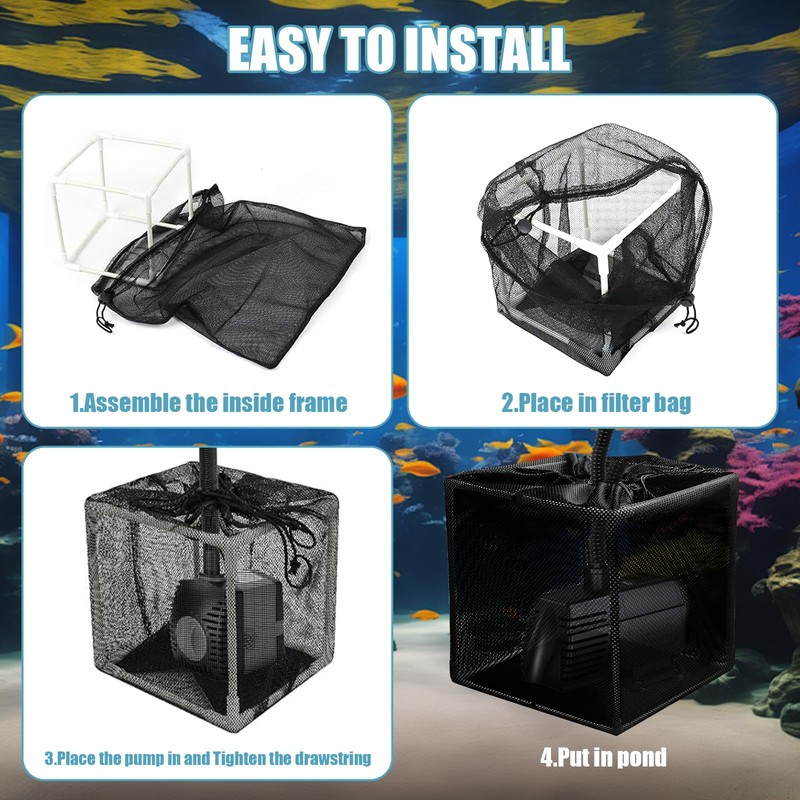 10 Inch Pond Filter Box,Pond Pump Filter Bag,Anti-Clogging Pond Filter,Suitable