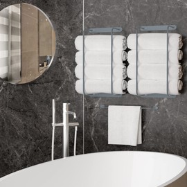 2+1 Set Towel Racks for Bathroom, Towel Holder for Bathroom Wall, Bathroom Storage, Towel Racks for Bathroom Wall Mounted, Bathroom Towel Storage, Towel Storage for Small Bathroom, Spa, Salon(Grey)