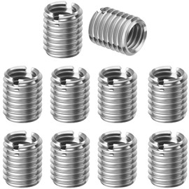 Poeland 10 Pcs M8 to M10 Thread Adaptors, Stainless Steel Thread Reducer Insert Nuts for Pipe Fitting & Repair, 12mm Length, M8*1.25 Female to M10*1.5 Male Adapters Thread Repair Sleeve