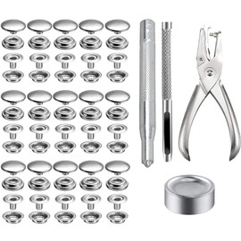 200pcs 15mm Jumper Hooks Metal Buttons BetterJonny Stainless Steel Metal Buttons (with Tools) DIY Handmade(Silver)