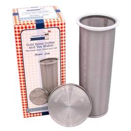 64oz Half Gallon Cold Brew Coffee and Tea Maker Stainless Steel Filter For Wide Mouth Mason Jar With Lid And 2 Silicone Seals | Fine Mesh Stainless Steel Cold Brew Coffee Maker Filter