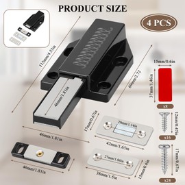 Magnetic Door Catches Set- 4 PCS Push to Open Door Catches, 4 PCS Door Magnets - for Cabinets Wardrobes Drawers