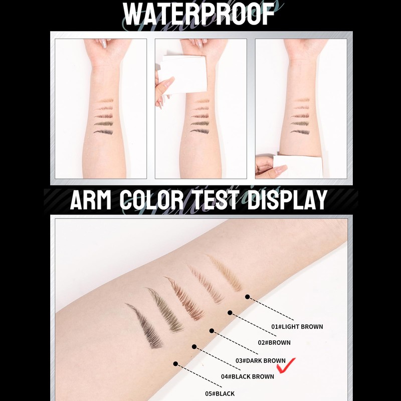 Eyebrow Pencil, Eyebrow Pen with Brush - Waterproof Brow Pen