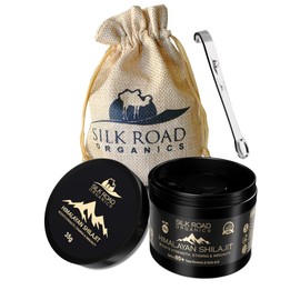 SILK ROAD ORGANICS Pure Himalayan 60 Gram Shilajit Hard Resin with Fulvic Acid and 85+ Trace Minerals for Metabolism, Immune System Support, Energy & Focus | Measuring Spoon