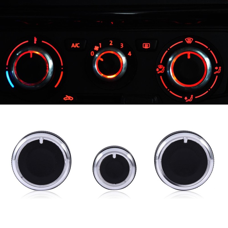 Qiilu Car Air Condition Heater Control Panel Switch Dash Knobs