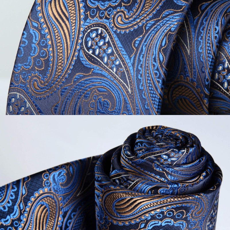 Hisdern Men's Tie Floral Paisley Wedding Business Tie Handkerchief &
