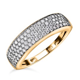 TJC Moissanite Band Ring In Yellow Gold Plated 925 Sterling Silver for Women Size S Pave Setting