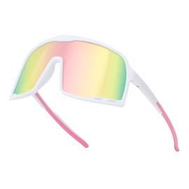 UVTQSSP Cycling Glasses Men Women Sports Glasses Polarised UV400 Protection Running Glasses Full Frame Sunglasses Quick Glasses with Ventilation Openings White Frame/Pink Lens