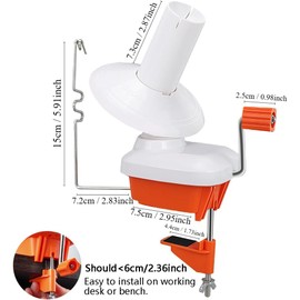 Yarn Ball Winder, Weaving Ball WinderNeedle Craft Yarn Ball Winder, with Metal Handle and Table clamp,Sturdy with Pompom Maker in 4 Sizes +1pcs Scissors