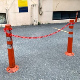 2M Extendable Safety Barrier Chain (1-piece) for Construction Sites - Hazard Warning, No Entry Red 2ea