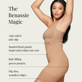 Benassie High Waisted Shapewear Shorts for Women – Seamless Tummy Control Boyshorts | Compression Underwear for Under Dresses