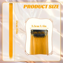 10 Pcs Clip In Hair Extension, 22 In Hair Extensions Human Hair Extensions Long Straight Hair Extensions clip in Hair Accessories for Girls(Orange-yellow)