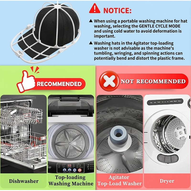 Hat Washer Protection Frame for Laundry – Sturdy Anti-Deformation Design