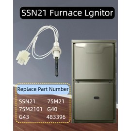 SSN21 Furnace Ignitor Compatible with Lennox/Armstrong/Coorstek/Ducane Replace 75M21 75M2101 Silcone Mini Nitride 95 V Two Prong Plug Attached