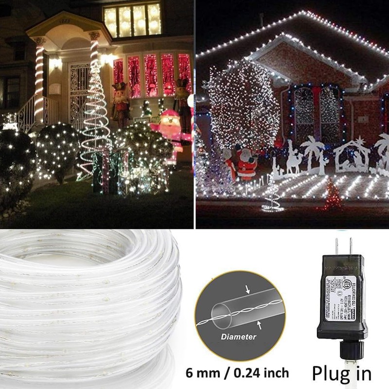 Solhice 75ft Rope Lights Outside Cool White 280 LEDs with