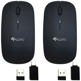 GeneralKeys 2er-Set Akku-Mini-Maus Bluetooth mit Scrollrad, BT 5.2, 2,4 GHz, USB