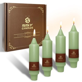 Gedengni Dripless Candlesticks Short Taper Candle,5inch Small Candle Sticks Light Green Tapered Candles Wax Cute Stick Candles for Home Décor Weddings Holiday Women Gifts (7D4PC-Linght Green)