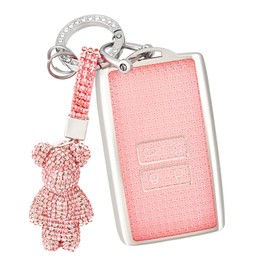 OFF WE GO Car Key Case Key Cover for Renault Clio Captur Dacia Duster Scenic Kadjar Megane Talisman Koleos Espace Zoe Arcan Key Cover with Key Fob Key Case, Pink