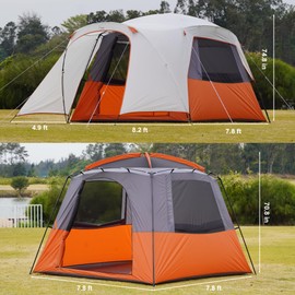 Vidalido 3-4 Person Tent with 1 Mesh Door and 2 Large Mesh Window, Double Layer Waterproof Portable Family Cabin Tent, 4 Person Tents for Outdoor Camping Hiking