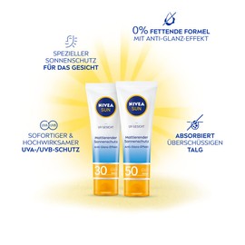 NIVEA SUN UV Face Matte Sun Protection SPF 50 (50 ml), Non-Greasy Sun Cream for the Face, Instant Effective Sun Lotion with Light Texture