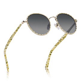 CARFIA Metal Acetate Polarized Sunglasses for Women UV400 Protection, Retro Small Round Anti-Glare Glasses Driving Shades