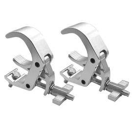 Truss Clamp 2 Pack Stage Light Clamp ，Heavy Duty 440 LB DJ Light Clamps 38-70mm(1.49-2.75") OD Tube/Pipe, Aluminum Alloy Stage Light Clamp Hook for DJ Lighting Par Lights Spot Lights (Silver)