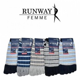 Kkul-ttaeng Striped Toe Socks for Gentlemen's Sneakers - Runway Style 5 Pairs Random Delivery 26cm