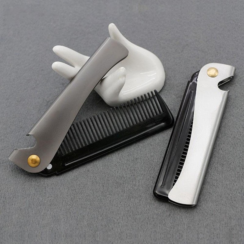 VOANZO Folding Comb Moustache Comb Stainless Steel Beard Comb for
