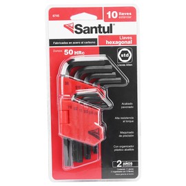 SANTUL, Juego de Llaves Allen Pavonadas, Acero al Carbono, Portallaves de Plástico, Resistente a la Corrosión, 11 Piezas, Modelo 8745