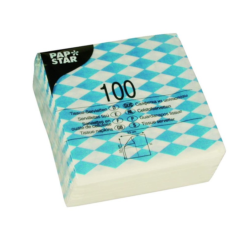 October Napkins Festival "Bavarian Blue" 1-Ply 1/4-Fold 33 x 33