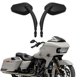 DREAMIZER Motorcycle Handlebar Rear View Mirrors Side Mirror for Sportster XL 883 1200 Softail Fat Boy Street Bob Dyna Touring Road King Road Electra Glide - Matt Black,Snake Eye