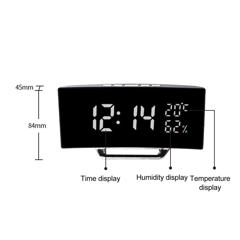 LED Digital Clock 3 Level Brightness Snooze USB Battery Powered