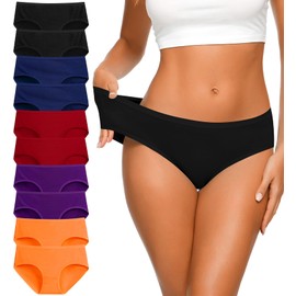 Eiggam Bikini Underwear for Women Cotton Cheeky Panties for Women Low Rise Panty Briefs Ladies Underwear Boy Shorts Underwear Women Pack XL