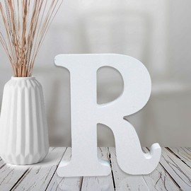 AOCEAN 4 Inch White Wood Letters Unfinished Wood Letters for Wall Decor Decorative Standing Letters Slices Sign Board Decoration for Craft Home Party Projects (R)