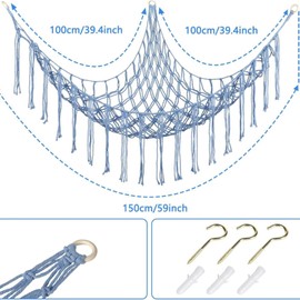 Stuffed Animal Storage, Hammock, Storage Net, Toy Hammock, Children's Stuffed Animal Storage, Toy Corner Net, Cotton Rope, Hanging, For Bath, Multi-Purpose, Room Indoor Storage, Organization (Light