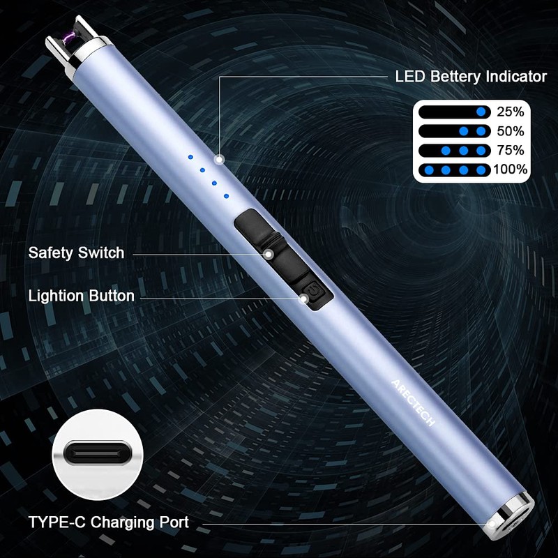 ARECTECH Rechargeable Electric Candle Lighter Arc Plasma Windproof Lighter for
