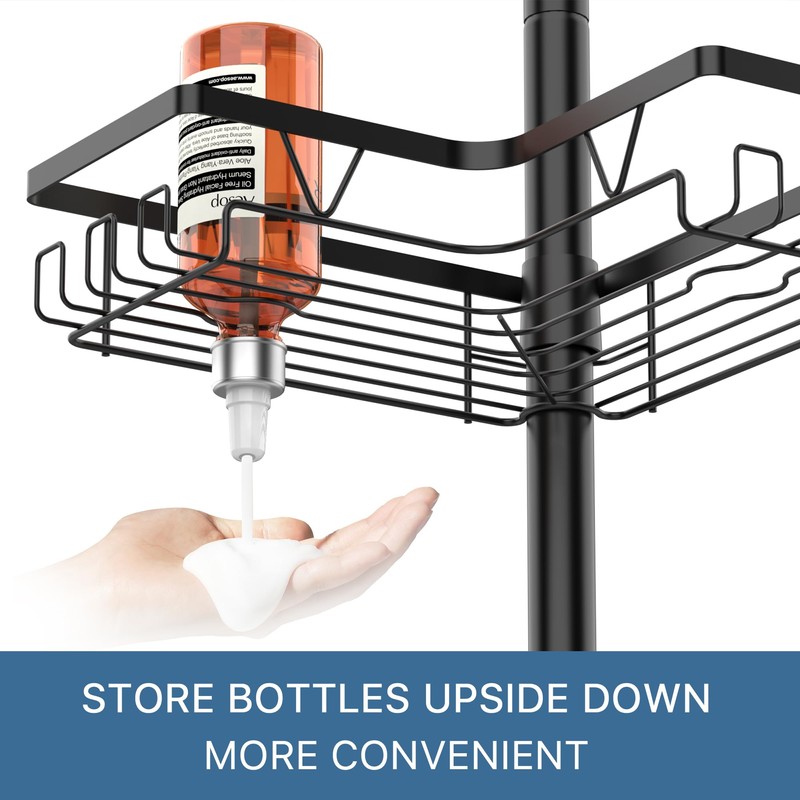 ZUNTO Shower Caddy Corner for Bathroom, Tension Pole, Adjustable 25in-114in