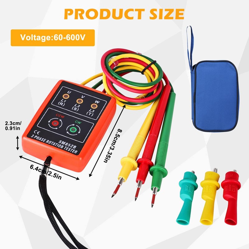 Vegena Phase Tester Rotary Field Meter Ac60 V ~ 600