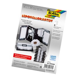 folia 220390 Leporellos Approx. 10.5 x 15.5 cm, 4 Compartments, 3 Leporellos (300 g/m²) and Envelopes, Black