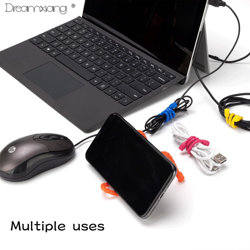 Dreamxiang 8pcs 3Inch Silicone Cable Ties Reusable Steel-Core Silicone Twist