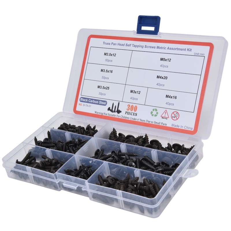 300Pcs Truss Head Self Tapping Screws Cross Carbon Steel Screw