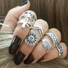 TseenYi Boho Knuckle Rings Silver Sun Flower Finger Rings Set