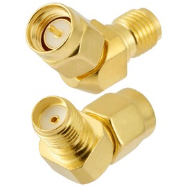 Vecys Pack of 2 SMA Male to SMA Female 135° Antenna Adapter 50 Ohm SMA Male to Female High Frequency RF Coaxial Adapter for Antenna WiFi Wireless Device Equipment Signal Testing