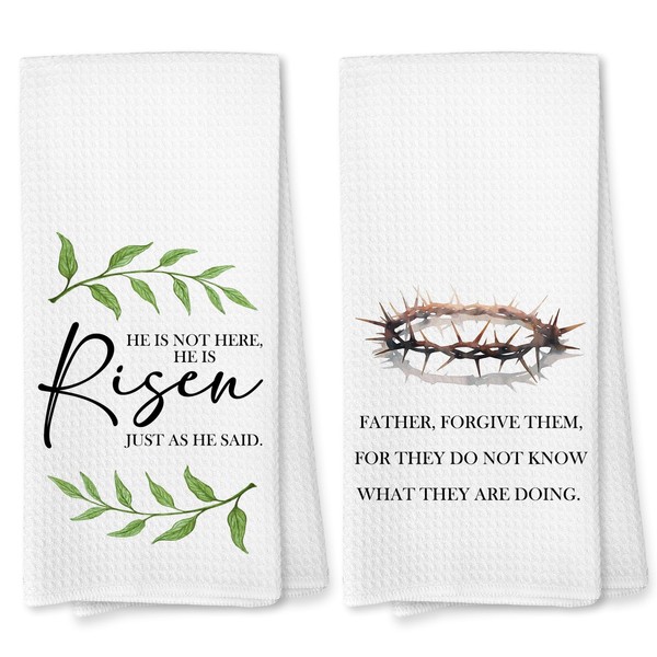 MidGid He is Risen Christian Easter Kitchen Towels,Religious Bible Verse