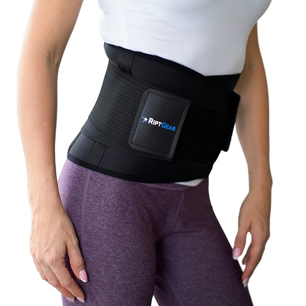 RiptGear Back Brace for Men and Women - Designed to Support Lower Back - Breathable Adjustable Anti-Skid Lumbar Support Belt (Black, X-Large)