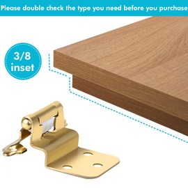 3/8 Inch Inset Gold Cabinet Hinges, 25 Pair (Pack of 50) Cabinet Hinge, Self Closing Cabinet Hinges for Furniture Cabinet Doors, Complete with Screws (30)